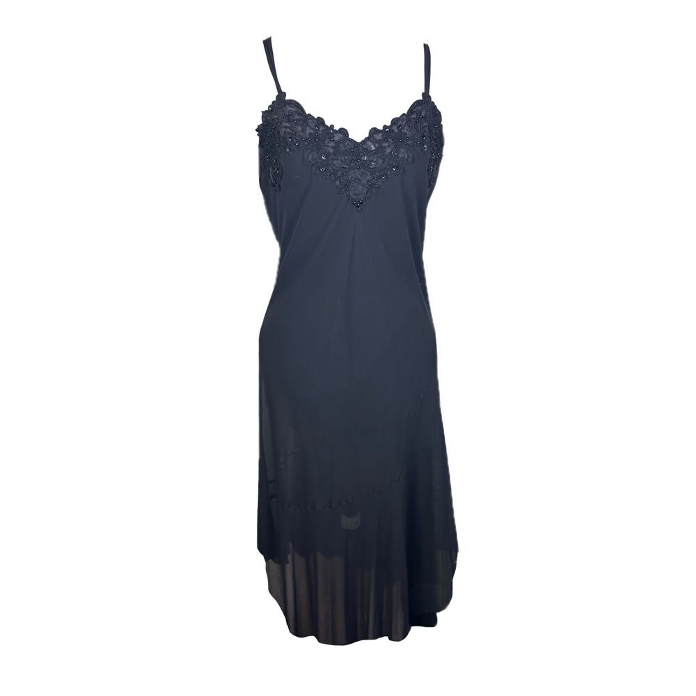 1990's Black Beaded Chemise Nightgown